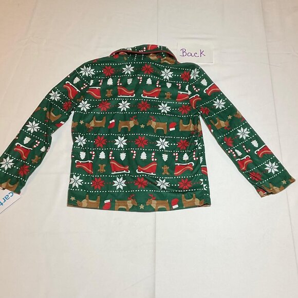 Carter's Boys Size 4 2 Piece Coat Style Green Fair Isle Christmas Pajamas NWT - Picture 2 of 10